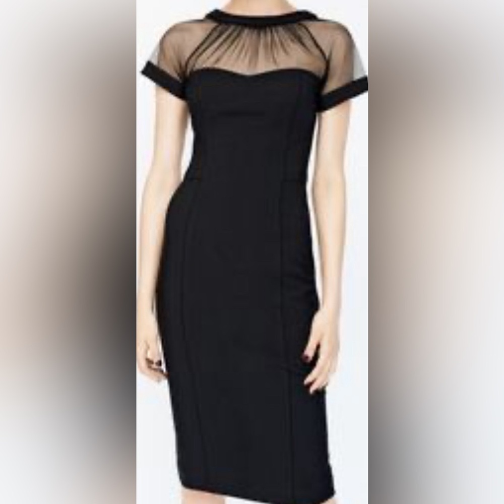 Black dress. Shapes body beautifully.  Maggy London. Please see size chart